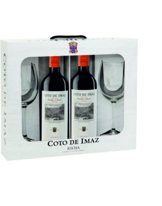 Coto de Imaz Rioja estuche de 2 botellas y 2 copas