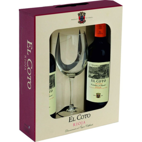 El Coto Crianza Rioja estuche de 2 botellas y 1 copa